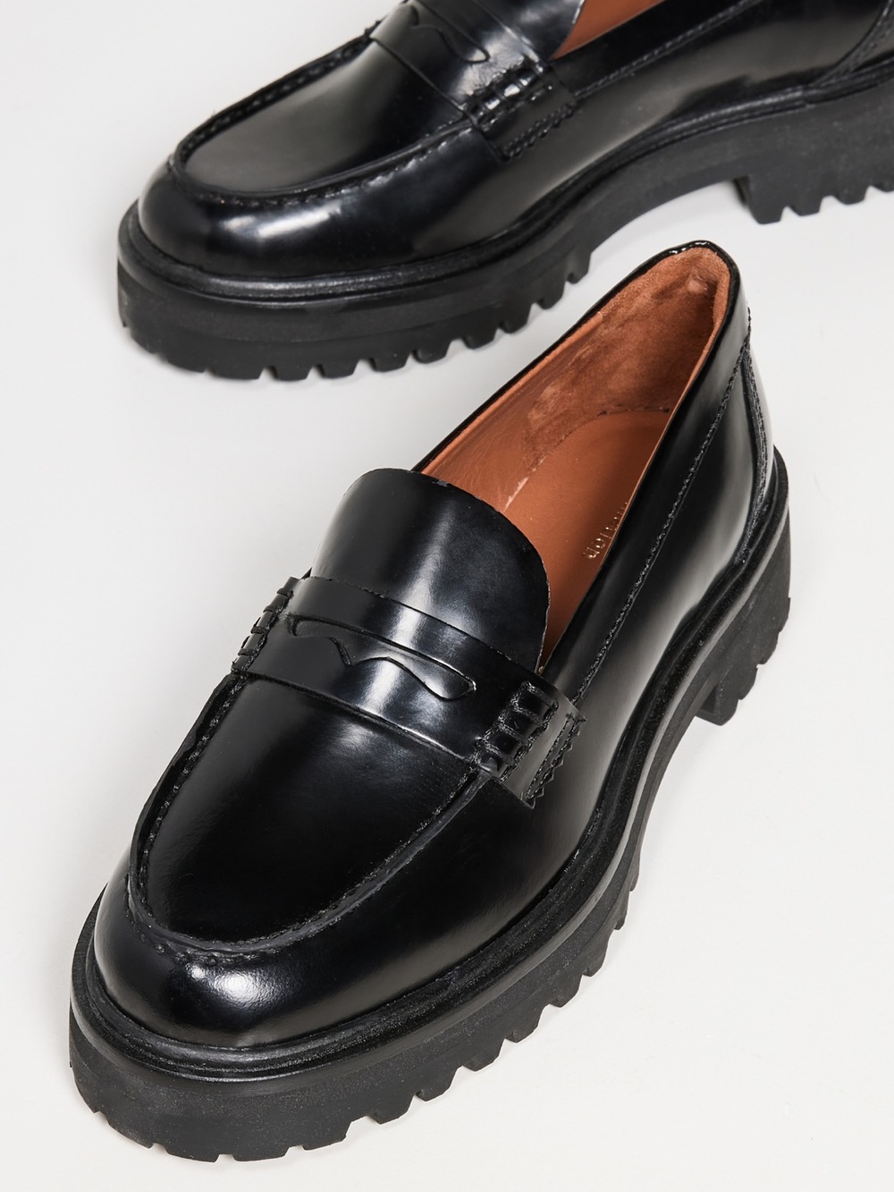 Like new!! Reformation Black Lug-Sole Penny Loafers